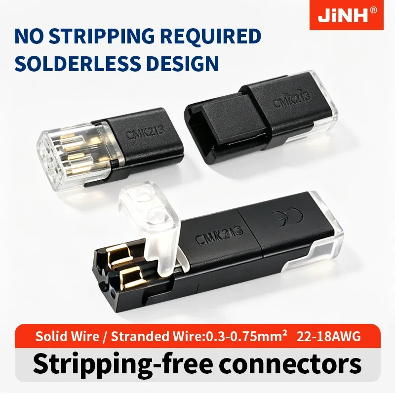 JINH 15/30 Units Locking Wire Linker CMK213, Inline Coupler with Buckle Fastener, for LED Strip Connection, Quick Install