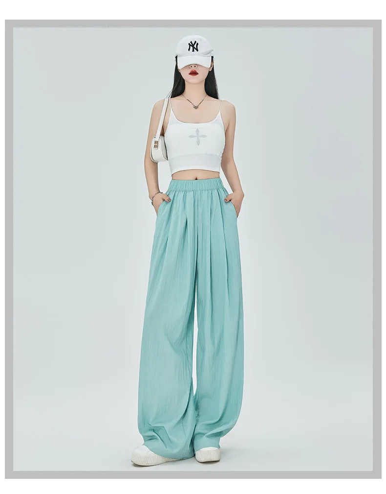 Wijde pijpen broek meisjes Japan Dames Zomer Stedelijk Casual Trend Fit Vakantie Reizen Sneldrogend Patchwork Zacht uitgehold Modaal Retro