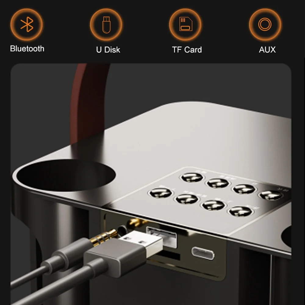 آلة كاريوكي مع 2 ميكروفونات كاريوكي لاسلكية، نظام PA يدعم بطاقة TF/USB/AUX/REC/TWS للحفلات الخارجية والداخلية