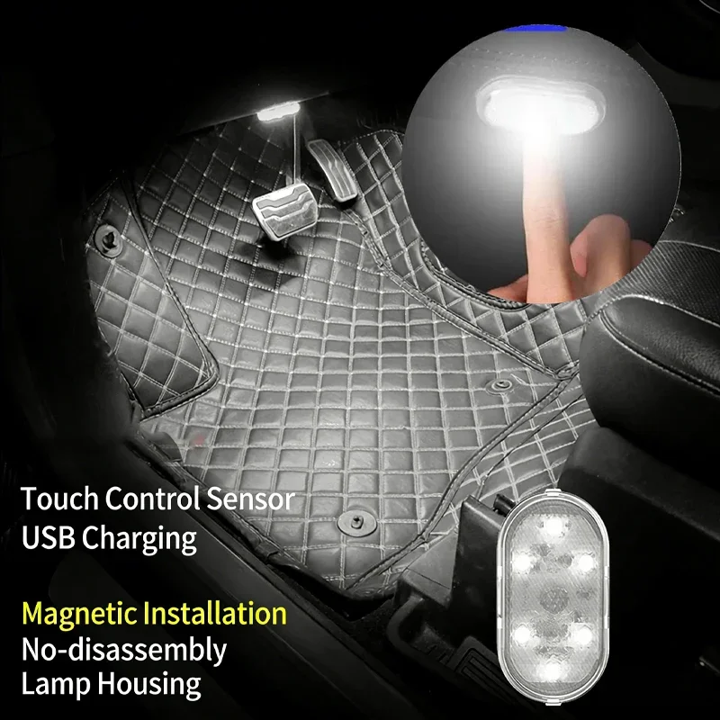 

Мини-светильник для автомобиля, USB-перезаряжаемый светодиодный светильник, магнитная лампа для чтения, мягкое освещение для пола автомобиля, багажника, капота
