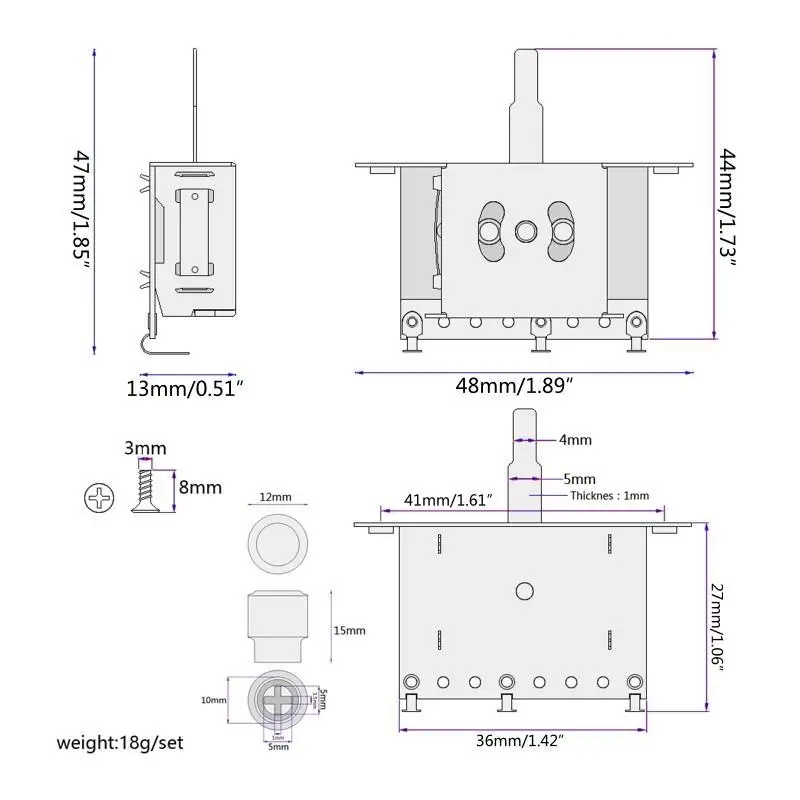 652F 3 طريقة الغيتار محدد لاقط تبديل التبديل لا ضوضاء التقاطات الغيتار أجزاء