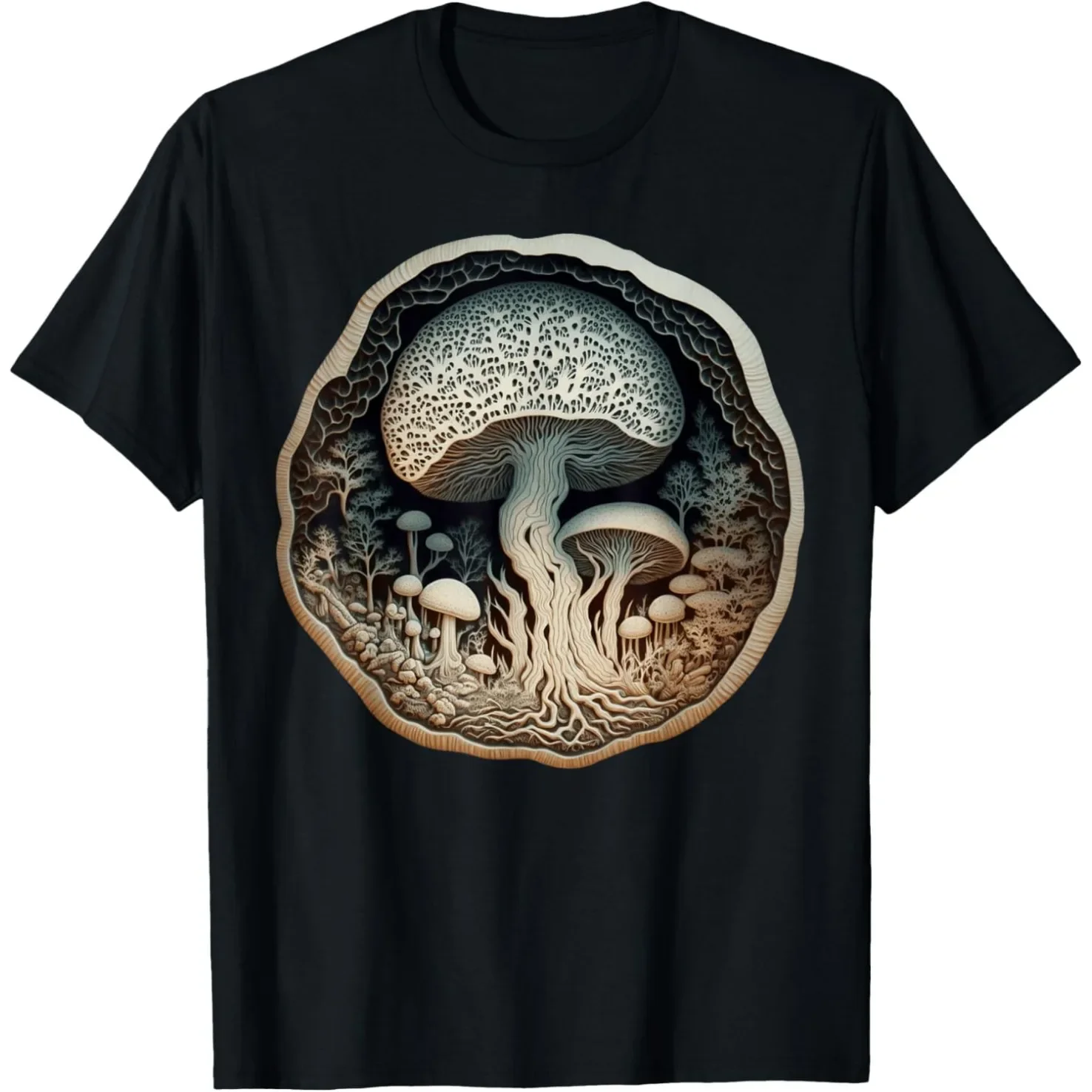 Retro Psychedelic Mushroom Print Magical Gift Food Fun Women's T-shirt Humorous Streetwear Short-sleeved Clothing Personality