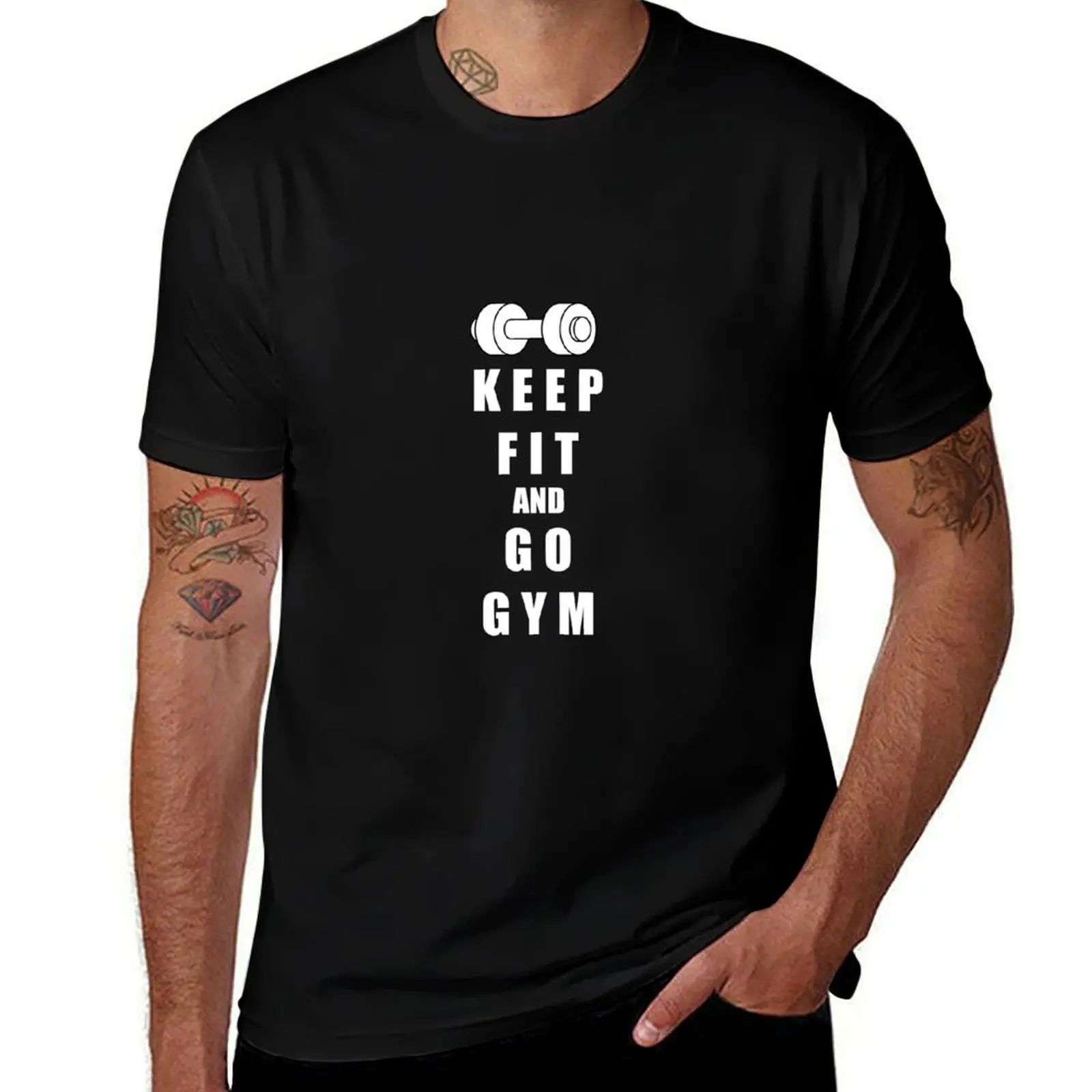 

Keep Fit and Go GYM Quote T-Shirt blue archive boys whites oversized t shirt men