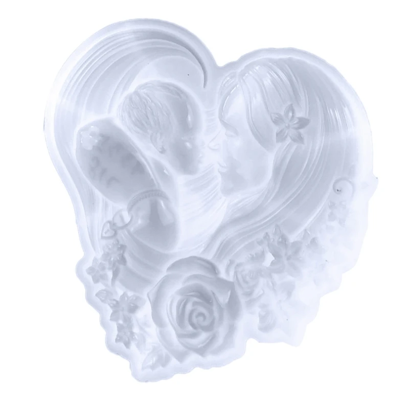 Glossy Silicone Mother Baby Mold Wall-mounted Valentines Stereo Mold DIY Ornaments Pendant Epoxy Resin Crafting Molds