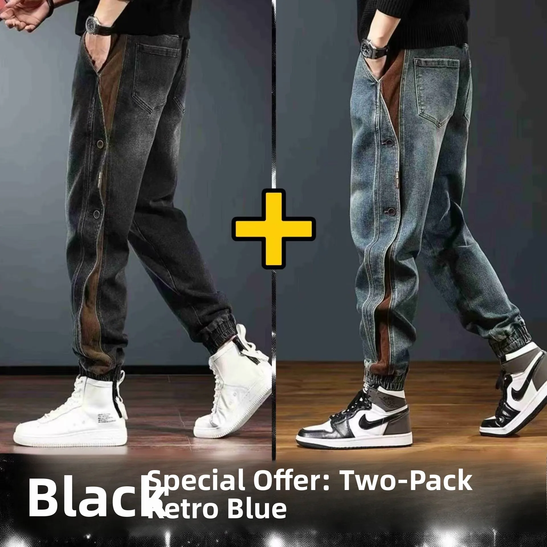 [two-pack] black + retro blue