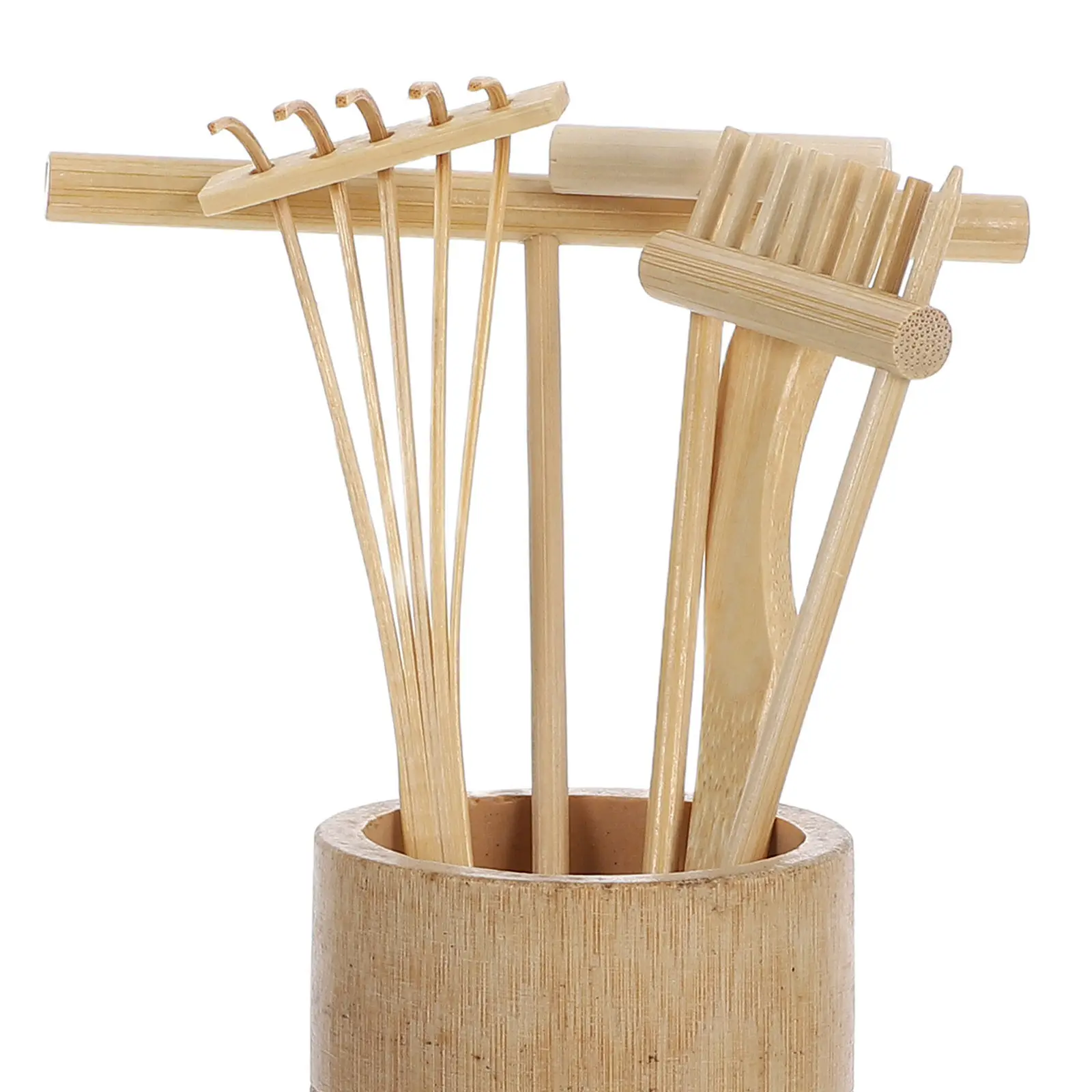 1Set Zen Sand Rake Set Bamboo Mini Garden Tools for Sand Table Micro Landscape Home Office DIY Garden Accessories