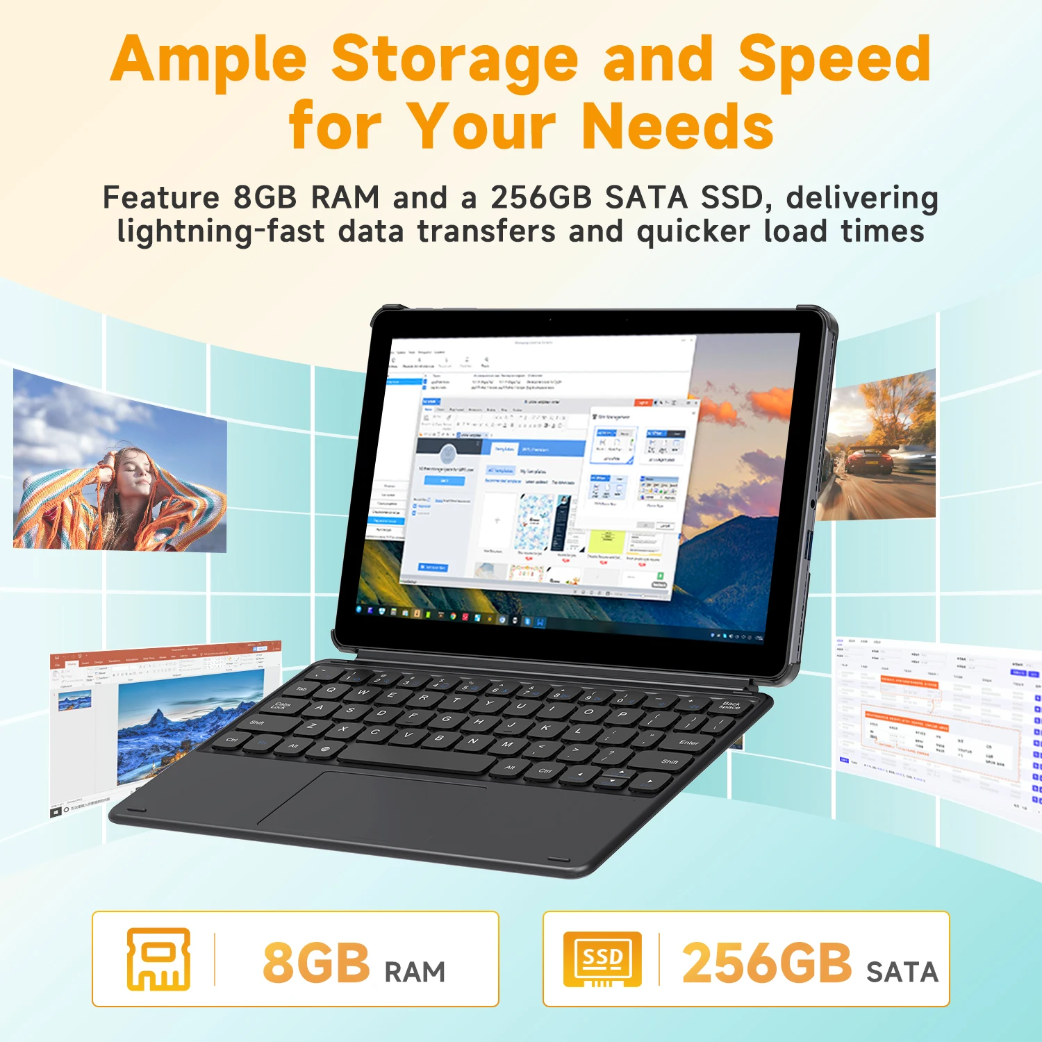 CHUWI Hi10 X1/X2 Tablet 2 w 1 z 10,1-calowym ekranem, procesorem Intel N150/i3-10100Y, 8 GB pamięci RAM LPDDR5, 256 GB dysku SSD i systemem Windows 11. — zdjęcie produktu 6