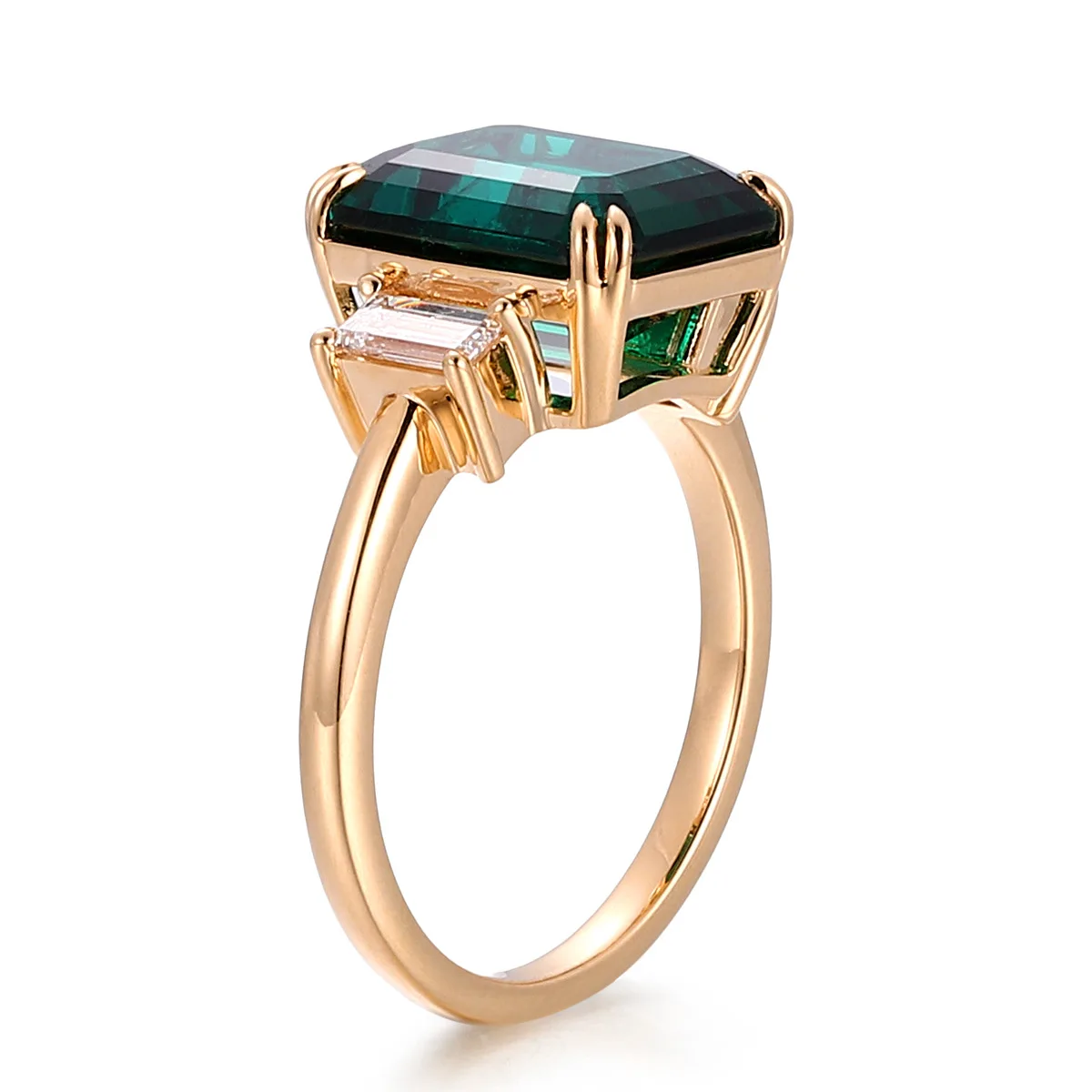 MUSHAN Custom Jewelry 6ct Zambia Emerald Ring Band 10k 14k 18K Gold Lab Grown Gemstones Gold Jewelry for Women Wedding Rings view 4