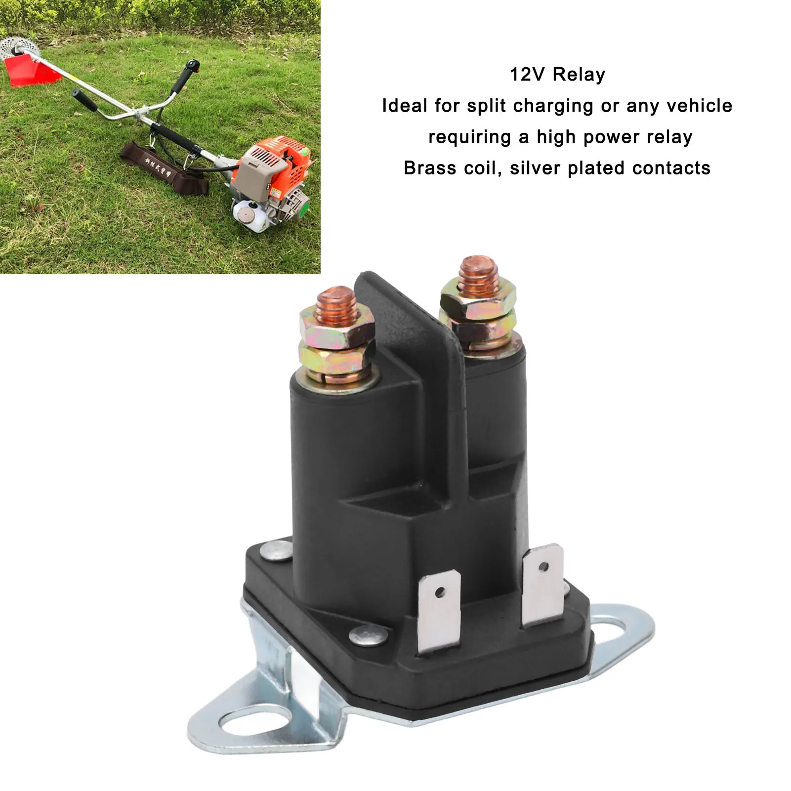 12V Starter Relay, Brass Coil, Silver-Plated Contacts, 89-96158T Lawn Mower Relay, 12V Brass Coil Relay
