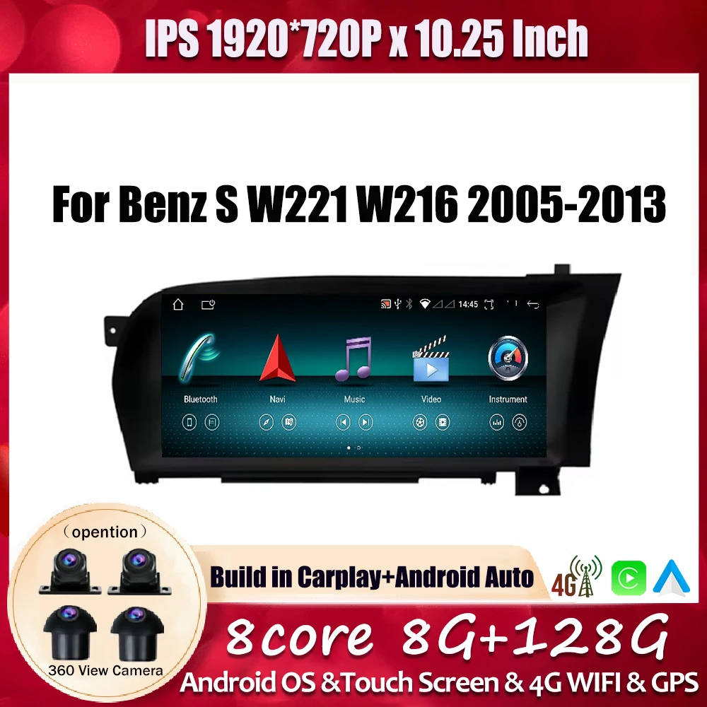 RHD 10.25inch Android OS For Benz S W221 W216 2005-2013 Car Radio Video Multimedia Player System DSP Stereo Carplay Tools Wifi