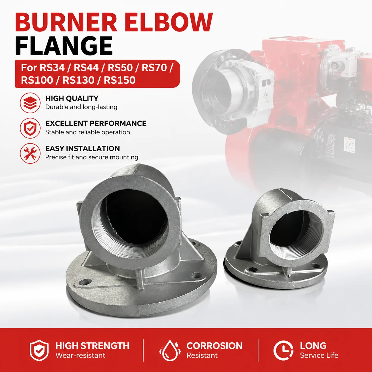 RS Series Elbow Flange RS34 RS44 RS50 RS70 RS100 RS130 RS150 Gas Burner Spare Parts