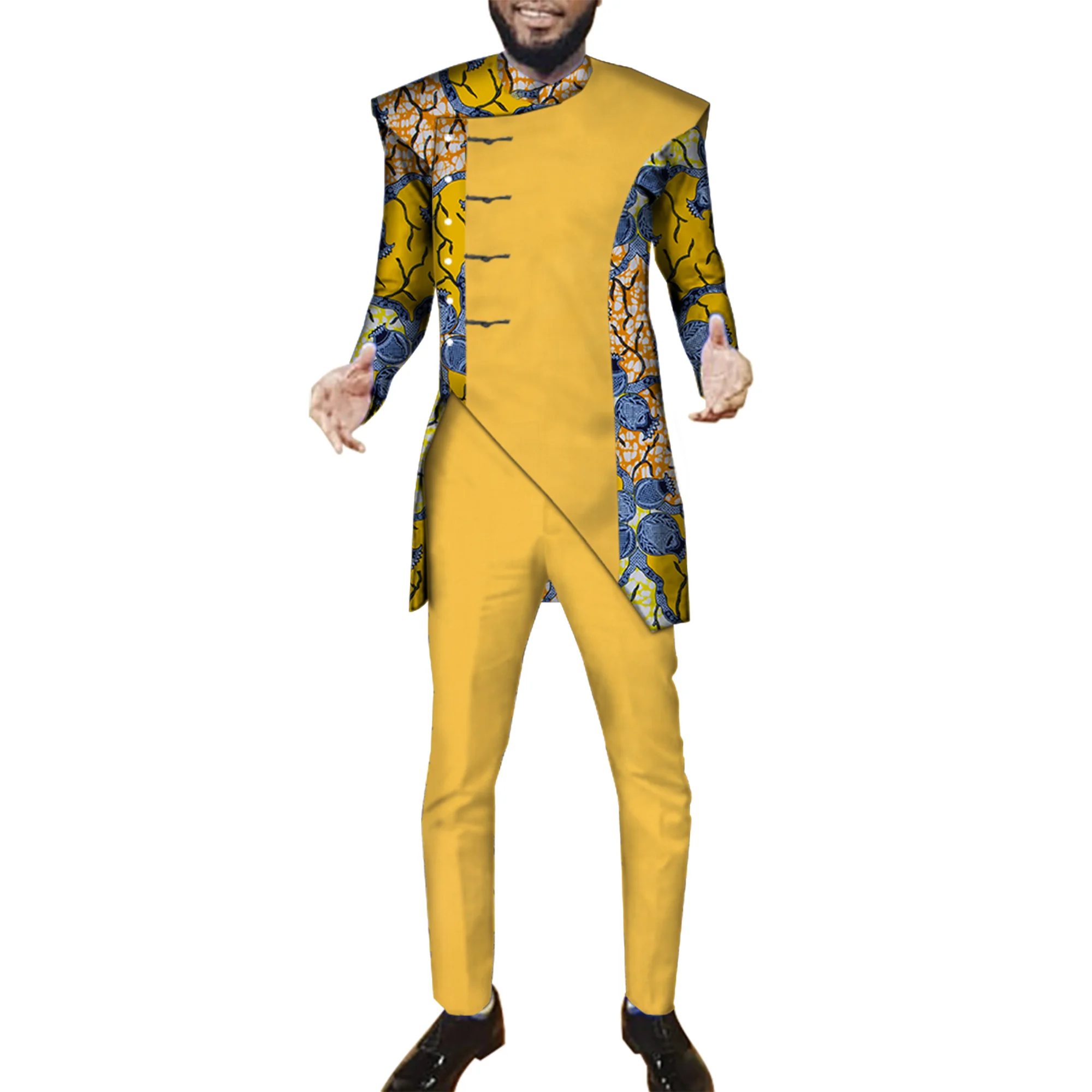 

African Men Suits Sets Tops+Trousers Fashion Printing African Clothes for Men Festive Costume Africa Clothing Outfits WYN972