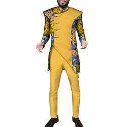 Conjuntos de trajes africanos para hombre, Tops + Pantalones, ropa africana estampada a la moda para hombre, disfraz festivo, ropa africana, trajes WYN972
