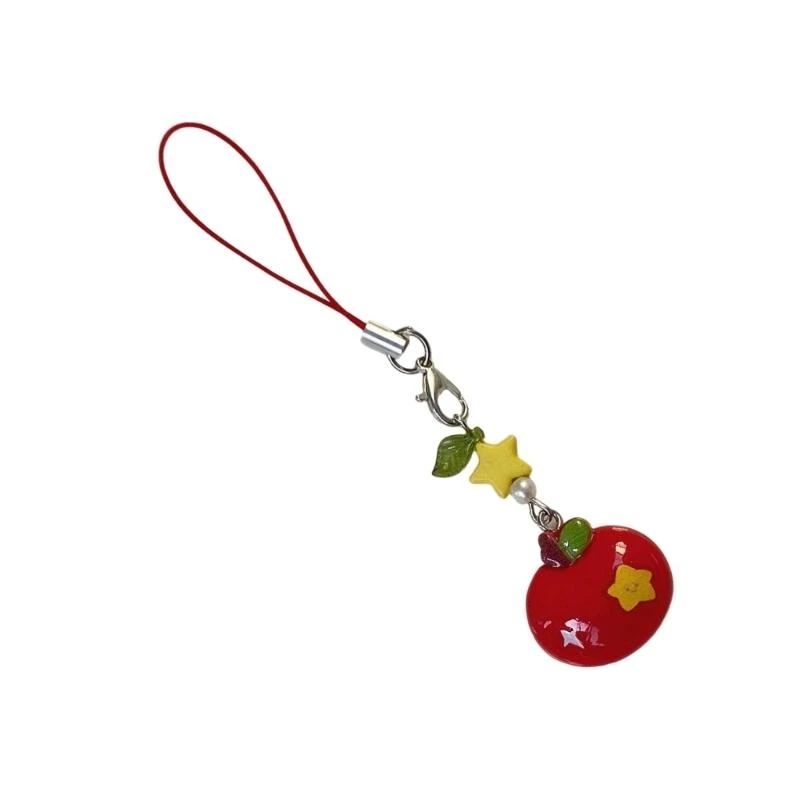 573B Handcraft Apples Beaded Keychain Charm with Fun for Creative Student and Gifts Buyers Daily Use Stylish Outfits