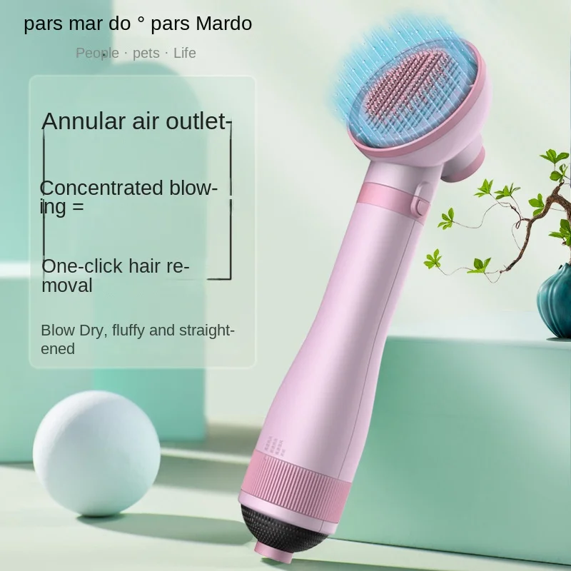 

Pet Blow Dry Comb Hot Air One Touch De-shedding Comb Hair Blow Clean All in One Dog Cat Blow Dry Grooming Comb