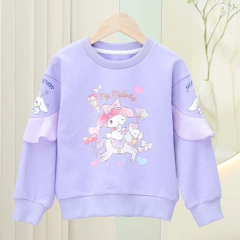 Kawaii kuromi dos desenhos animados puro algodão hoodie sanrios bonito crianças moletom anime minha melodia casual outerwear crianças casaco presente da menina