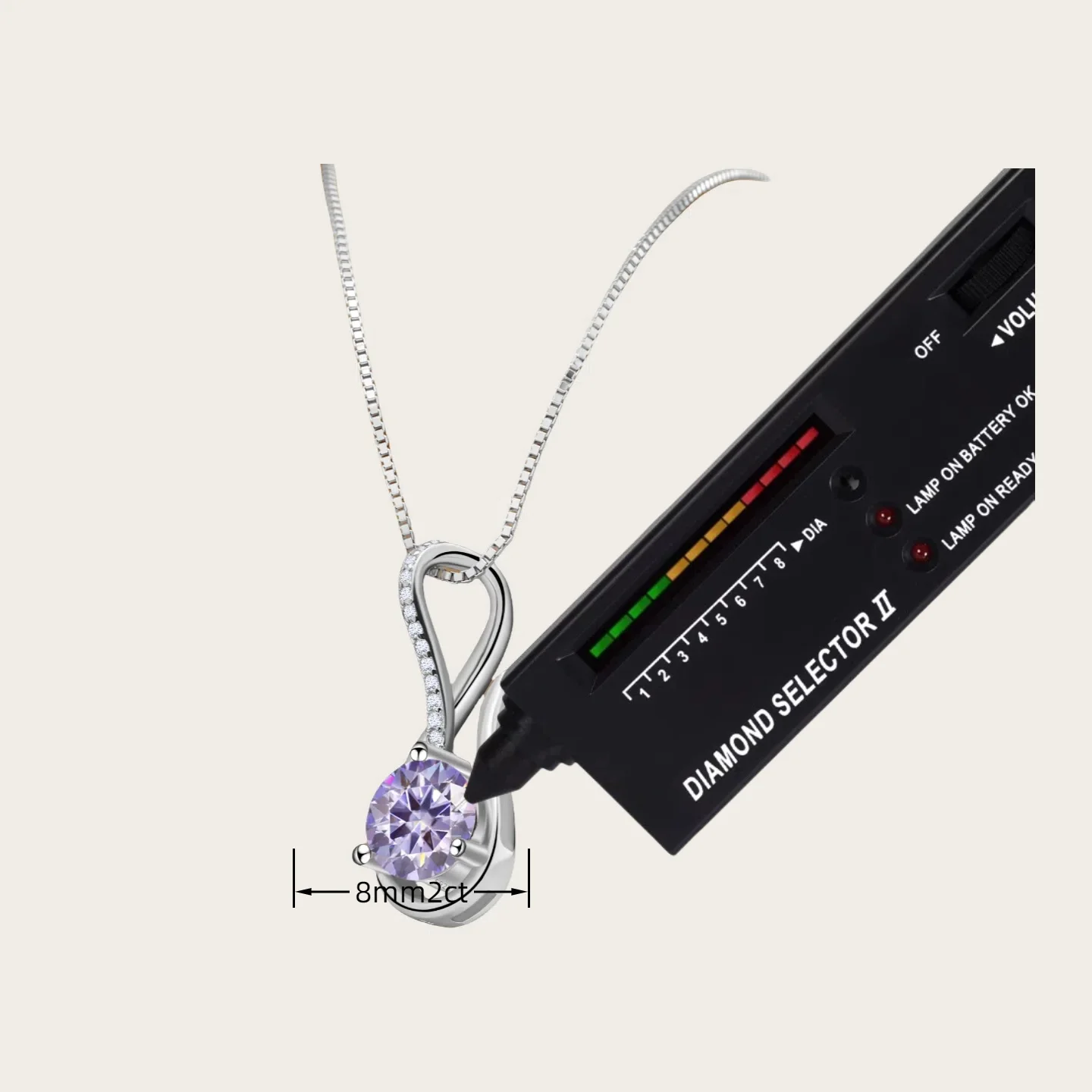 Colar de moissanite de 2 quilates, 8mm, para mulheres, certificação GRA, prata esterlina 925, pingente solitário, corrente, testador de diamante incluído