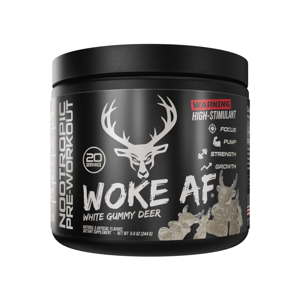 

Порошок проснулся AF Pre-Workout, увеличенная энергия, Белый олень Gummy, 333 мг кофеин, 20 порций
