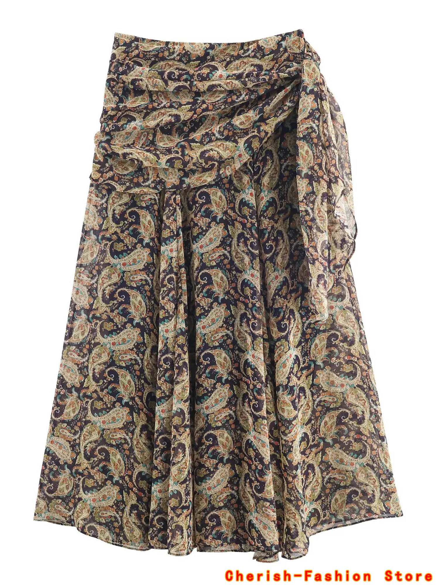 

Весна-Осень 2022, новая легкая роскошная юбка в стиле ретро с принтом, женская мода, высокое чувство, французское свободное платье с маятником и цветочным принтом, хит продаж