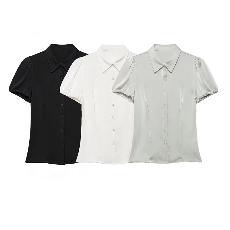 

Summer Women's Casual Shirt Top Single-Breasted Short-Sleeved Fashion 2026 New Women's Clothing