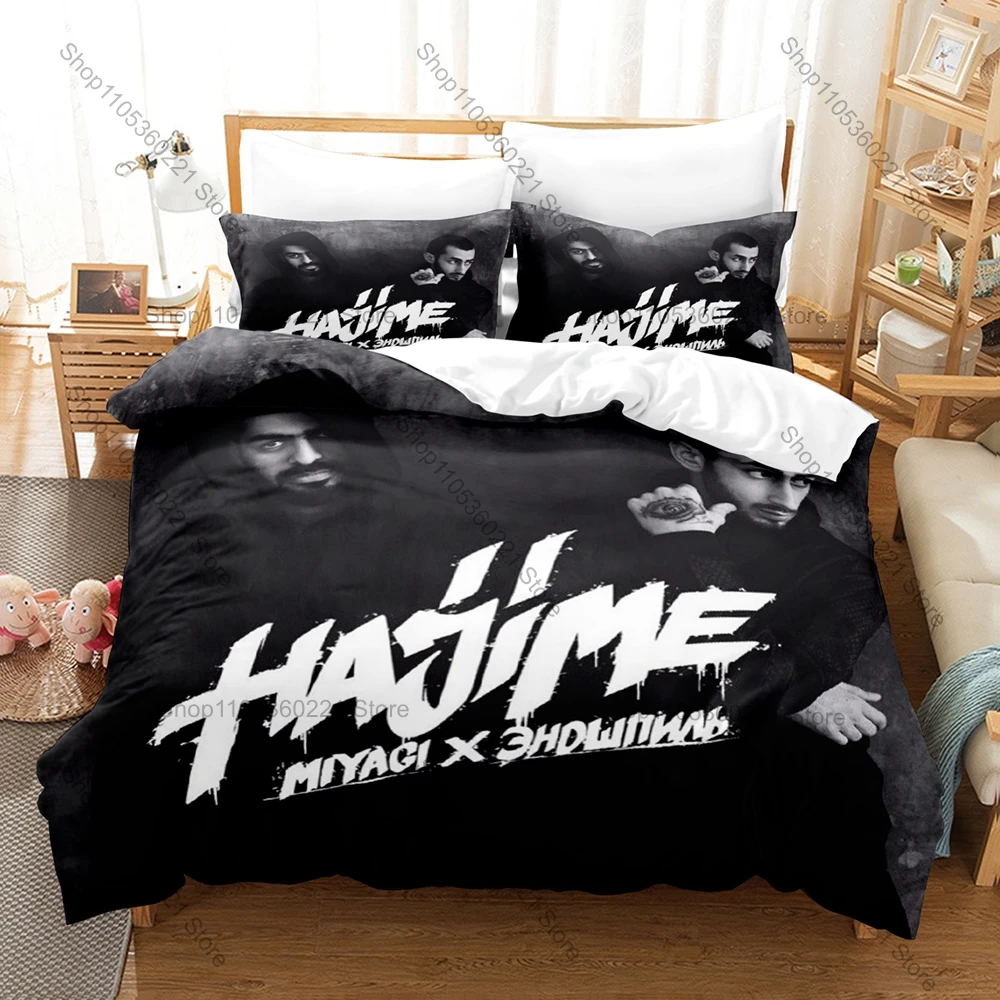 Juego de cama Hajime MiyaGi Andy Panda, funda nórdica + 2 fundas de almohada, decoración de dormitorio retro en blanco y negro de Hip Hop ruso Hajime Records