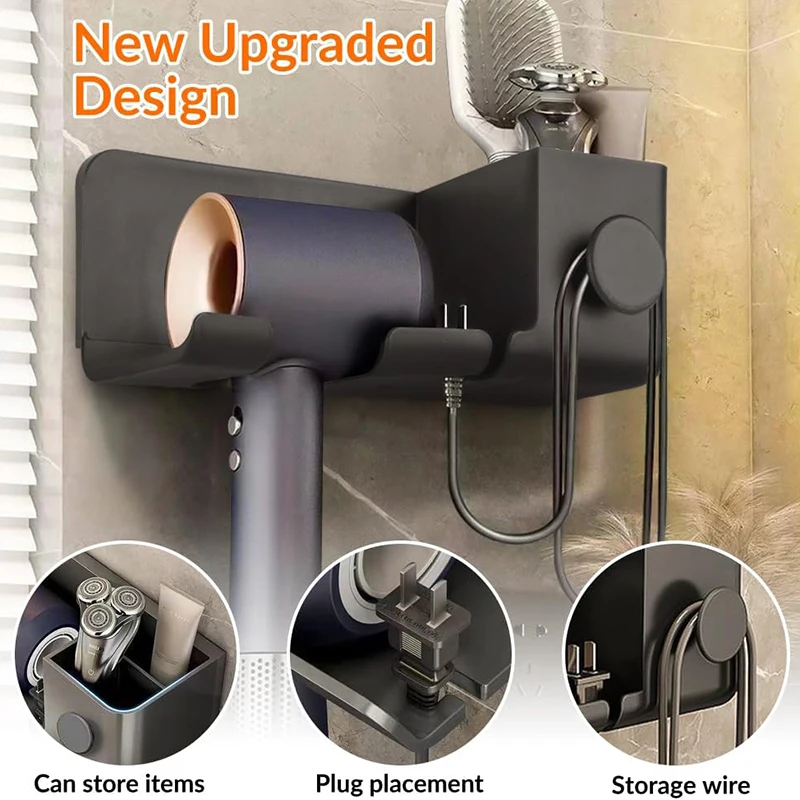Hair Dryer Holder ABS Material Household Bathroom Wall-Mounted Storage Rack Brush Organizer Hair Dryer Storage Rack