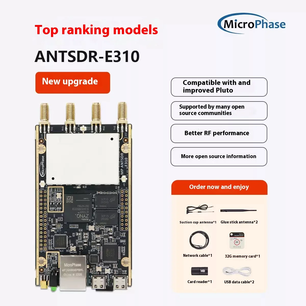 MicroPhase ANTSDR E310 Software Defined Radio Demo Board transceiver ZYNQ 7000 SoC  ADI AD9361 SDR transmitter and receiver