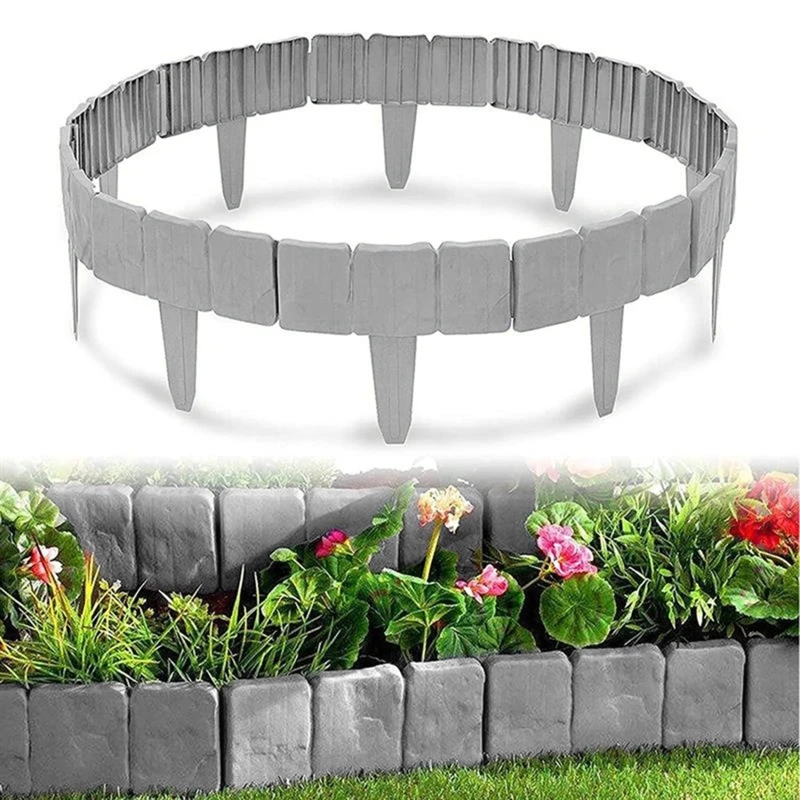 5/10/20 Pcs Imitation Stone Effect Lawn Fence Gardening Edging Flower Bed Border Plant Bordering Grass