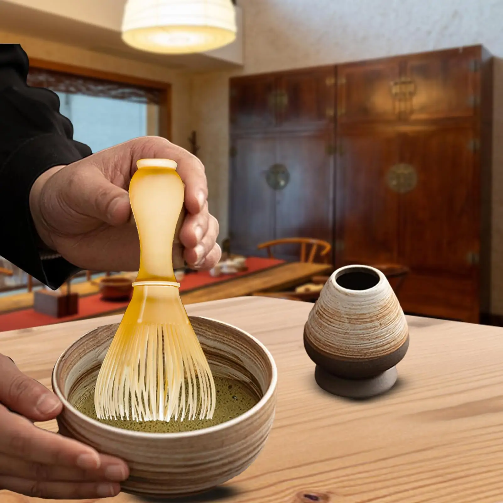 bamboo chasen matcha frothing professional tea beating gear mix ground matcha for latte handmade kitchen beverage setup
