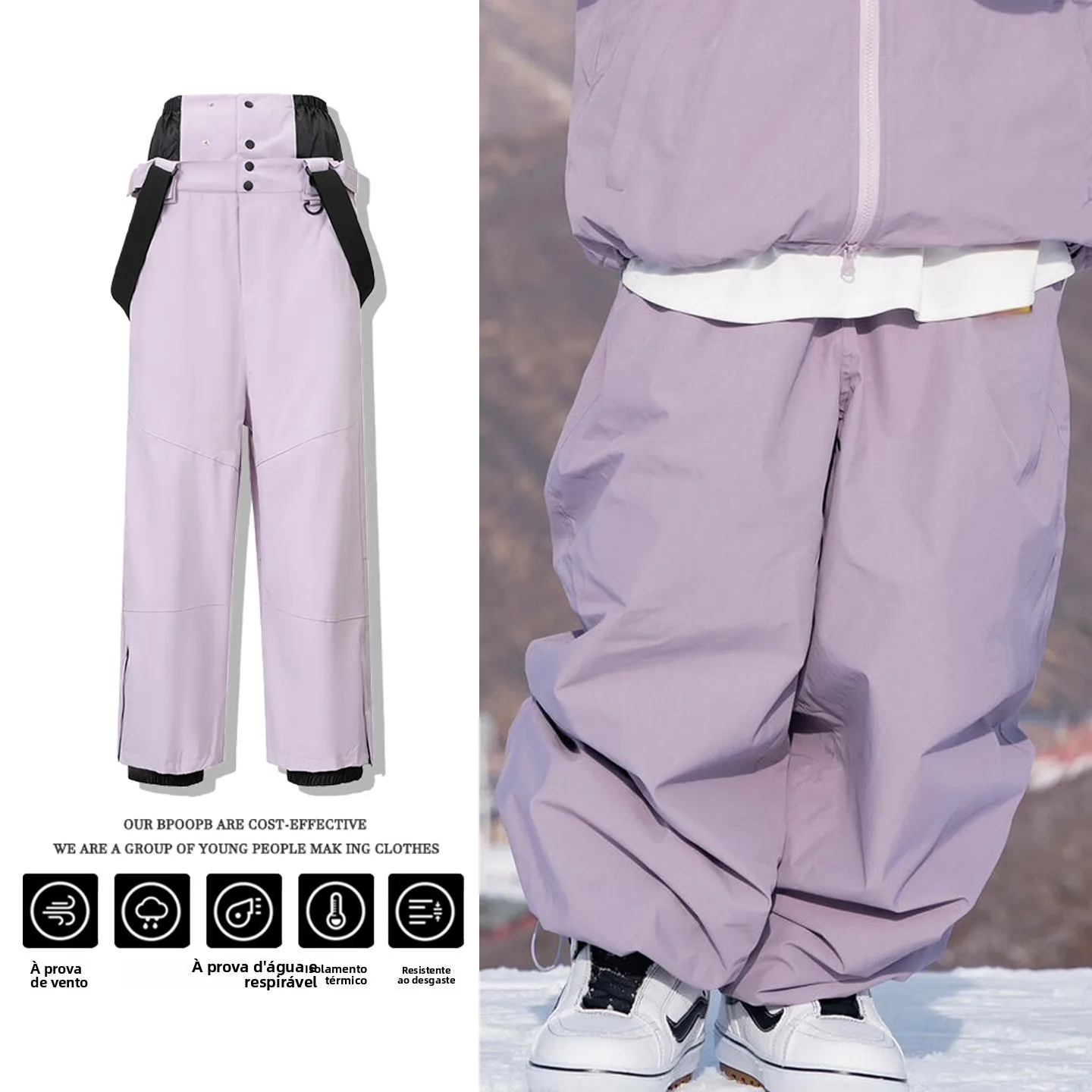 取り外し可能なスノーパンツ-メンズ-レディース-スキーパンツ-防風-防水-暖かい-シングルボードとダブルボードのスノースポーツに最適