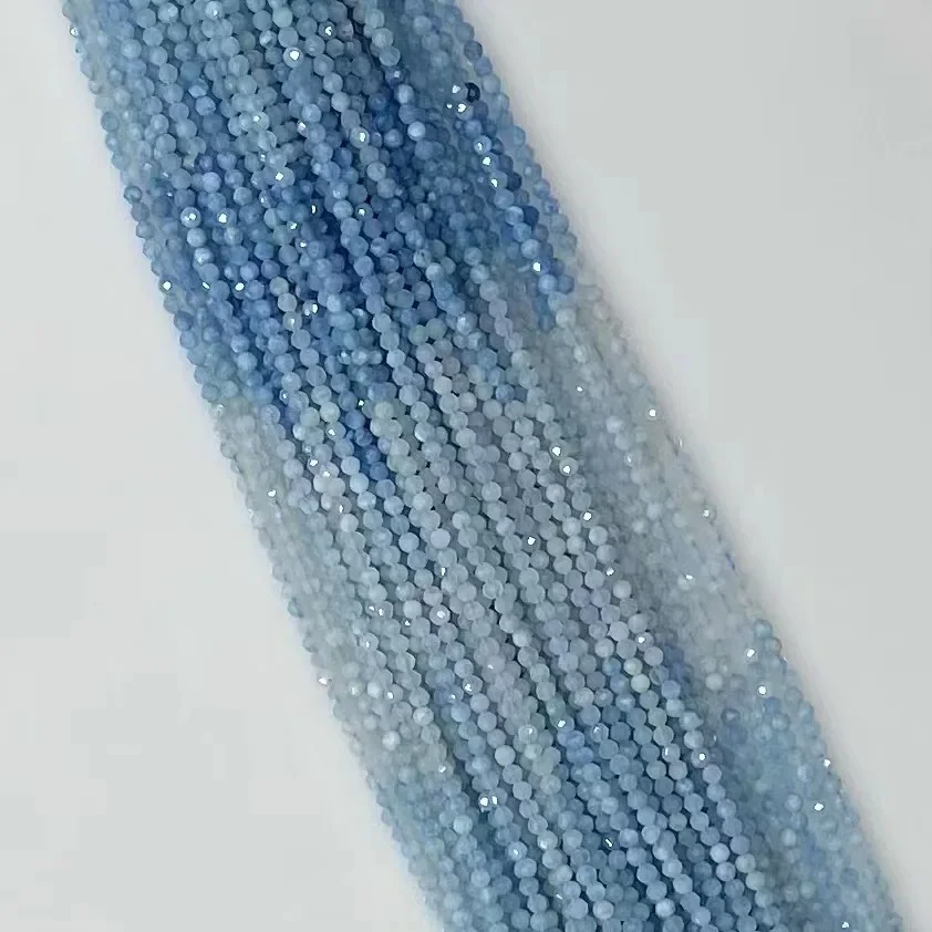 Natural Rainbow Aquamarine Facted Round Loose Beads 38cm Women Fashion Jewelry DIY Bracelet Necklace Accessories Trendy Boho