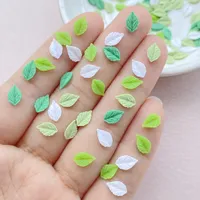 100Pcs Cute Resin Nail Art Accessories Green Leaves Flat Back Ornament Jewelry Making Manicure Hairwea