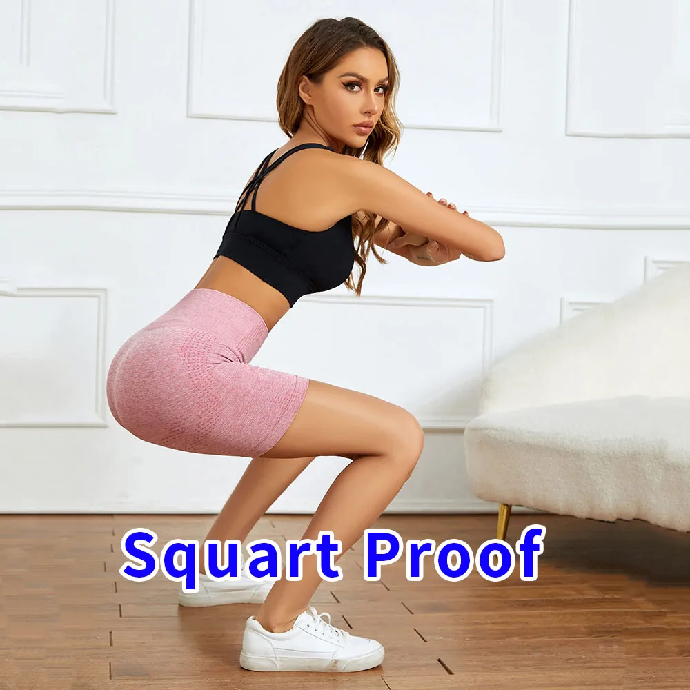 Seamless Dot Push Up Yoga Shorts For Women Solid Color High Waist Tummy Control Elastic Sport Gym Tights Mujer Dropship Shark