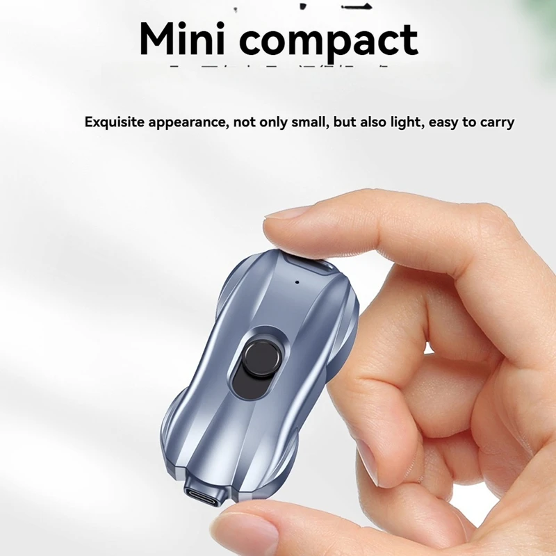 600Mah Mini Portable Power Bank Keychain, Ultra-Thin Type-C Emergency Charger, Compact Outdoor Power Solution