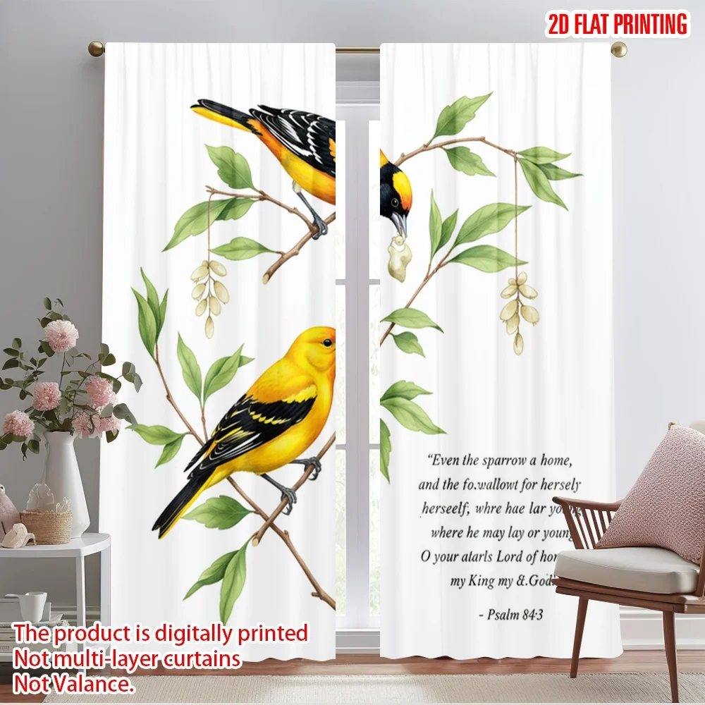 

2pcs 2D flat printing Curtains Psalm 84 3 Sparrow Nest Fabric Without Electricity Festive Wall Decor Perfect for Wall art Party