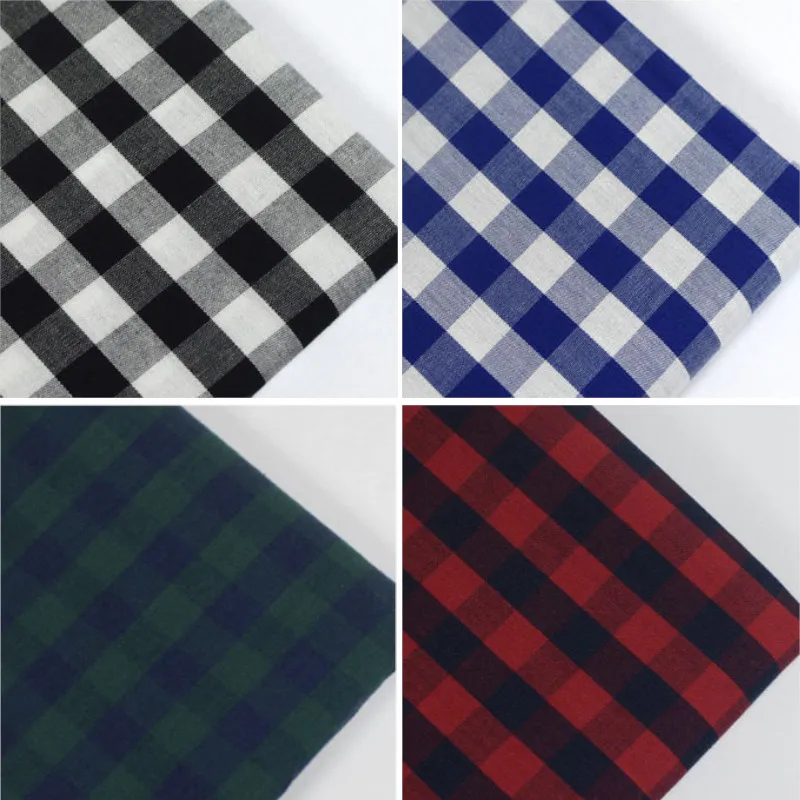 145cm Width Gingham Plaid Check Cotton Fabric 100% Cotton Yarn Dyed Fabric for Dress,Shirts,Black,White,Navy,Blue,by the meter