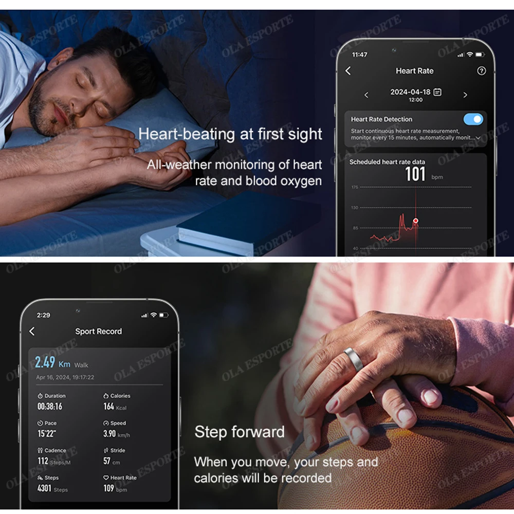 Men Women Smart Ring With Wireless charging Sleep Health Monitor Sport Smartring Gesture Control 5ATM Waterproof ring Gifts R10