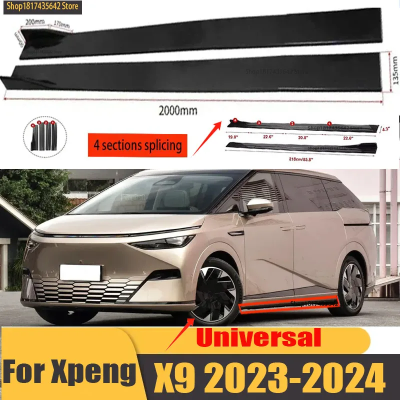 

Universal Car Side Skirt 8 Pcs 2.2m Winglet Splitters Lip Side Spoiler For Xiaopeng XPeng G9 G6 G3i P7 X9 P5 Mona Mo3