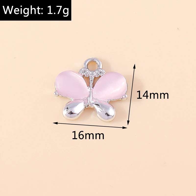 Zarte 10 stücke Opal Stein Schmetterling Charms Silber Farbe Tiere Schmetterling Anhänger für DIY Schmuck Machen Ohrringe Armbänder – Detail 6