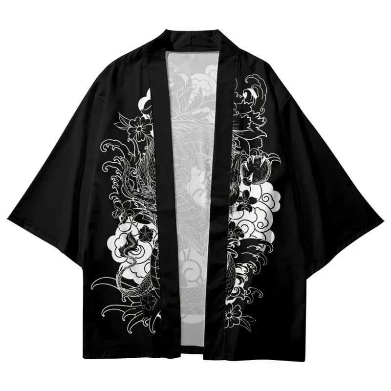 NEW Japanese Anime Dragon 3D Print Kimono For Men And Women Street Retro Style Haori Loose Cardigan CosPlay  Beach Yukata Tops