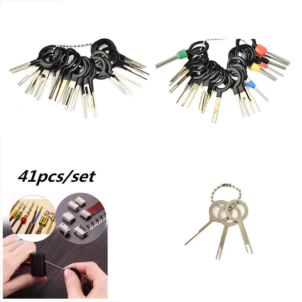 41pcs Car Terminal Removal Withdrawal Needle Electrical Wiring Harness Crimp Connectors Car Repair Tool Auto Replacement