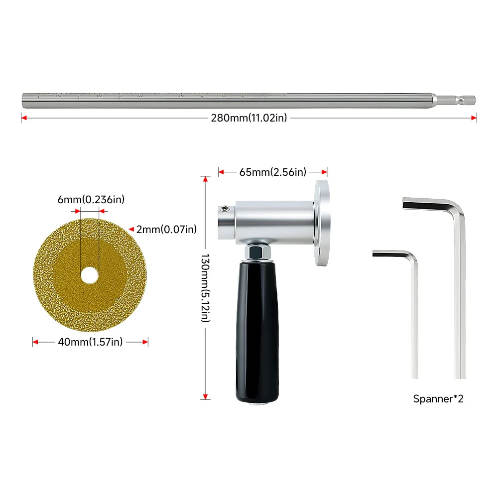LOZLIN Inside Pipe Cutter for PVC Pipe Cutter, Stainless Steel Plumbing Inside Cutter Tools with Diamond Grit Cutting Wheel & 7 Inch Adjustable Depth 1/4 Inch Hex Shank Compatible with Impact Drivers and Drills