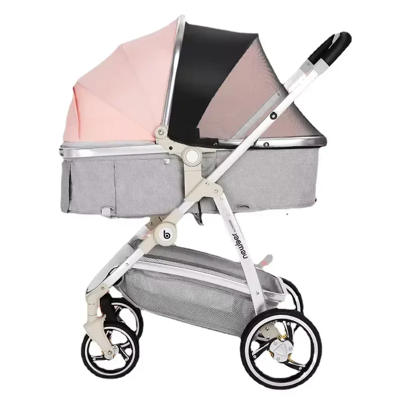 

High Landscape Stroller Newborn Baby Can Sit and Recline Two-way Swivel Seat Lightweight Folding Baby Four-wheeled Baby Stroller