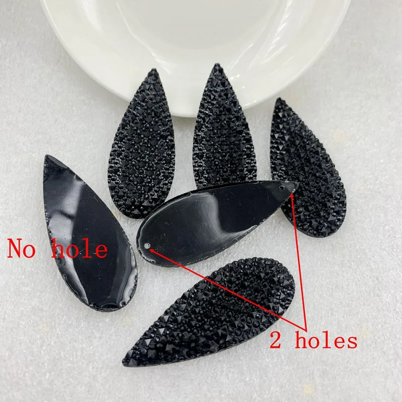 12pcs 18*47mm black water drop Rhinestone Applique Crystal Stone Flat Back Strass for Crafts DIY jewelry accessories craft