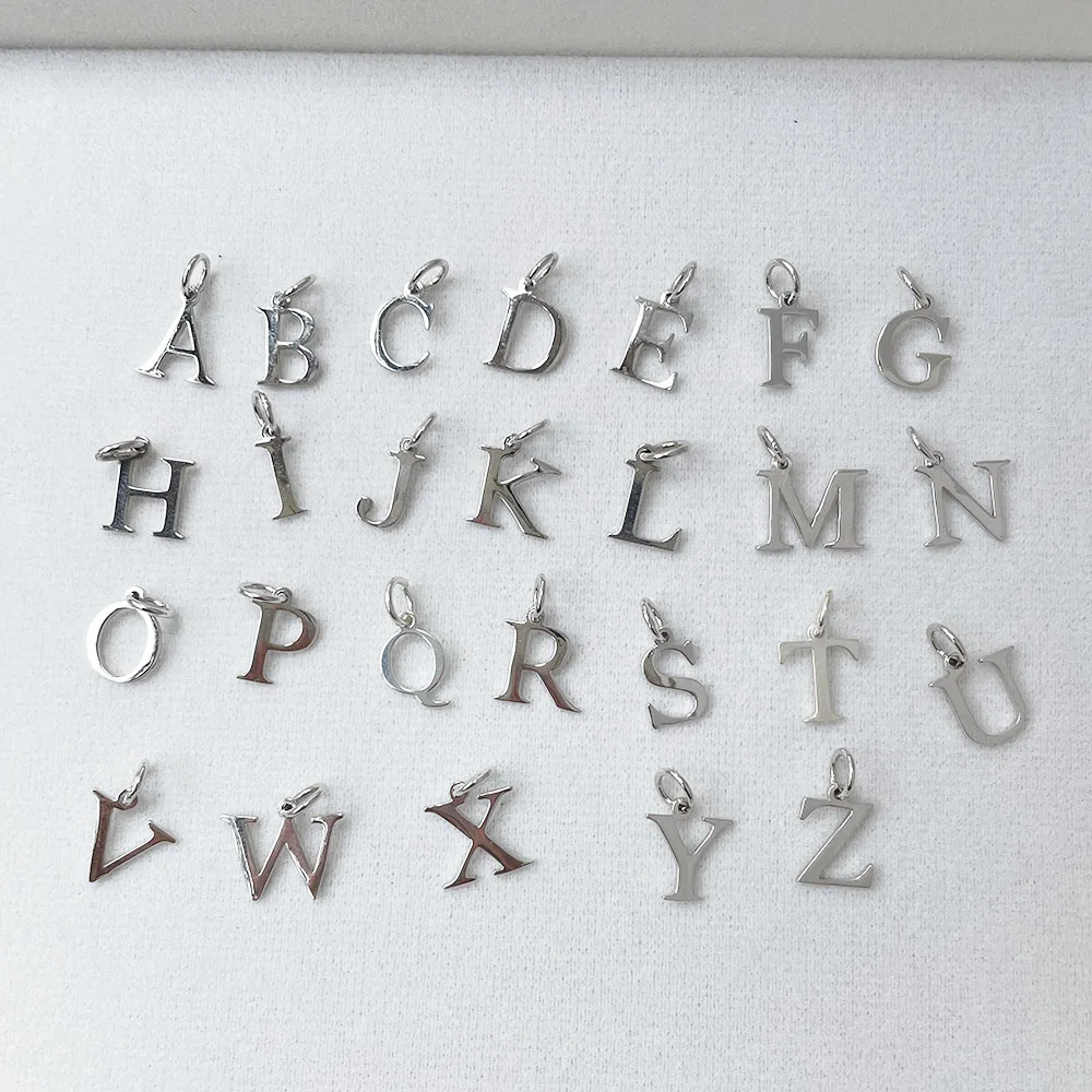 حقيقي نقي 925 فضة رسائل A-Z الأولي Charms قلادة للنساء الفتيات Pingente Undertale هدية للأصدقاء الرجال المجوهرات #2