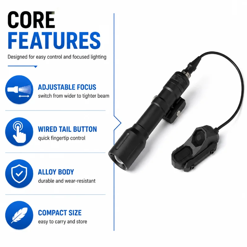 Durable Alloy Flashlight AX Line Wired Switch High Lumen Hobby Model 20mm Rail Component