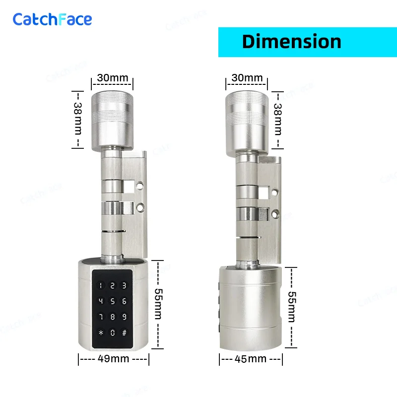 New Adjustable Replacement Tuya APP Fingerprint Cylinder Electronic Smart Door Lock Digital Keypad Code Keyless