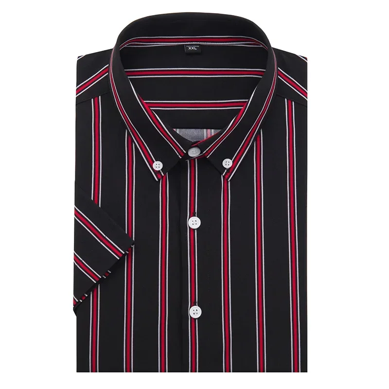 

Size 2xl-10xl New Summer Loose Short Sleeve Striped Shirt Breathable Shirt Men's Plus Size