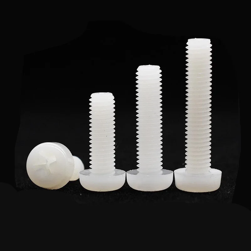 5/50PCS M2 M2.5 M3 M4 M5 M6 M8 Metric Threaded White/Black Nylon Plastic Cross Pan Head Cross Round Screw Bolt 4mm-60mm