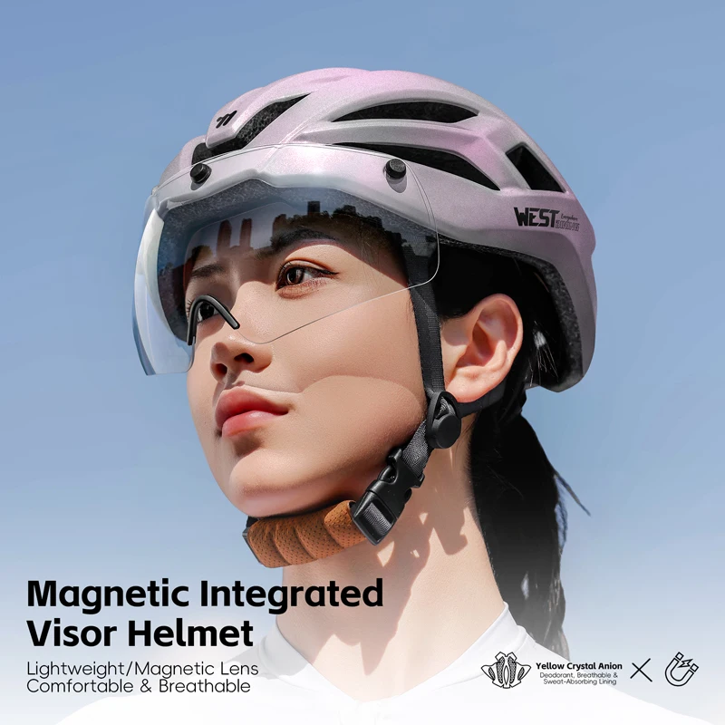 WEST BIKING Road Bike Helmet Magnetic Goggles Ultralight Aero Helmet  Skating Electric Scooter Detachable Antibacterial Pads - AliExpress 18